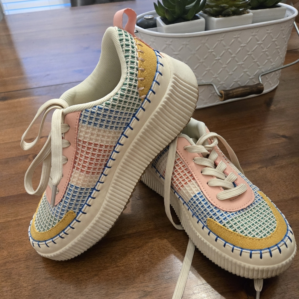 Colorful Woven Platform Sneakers -- Nicole  Miller